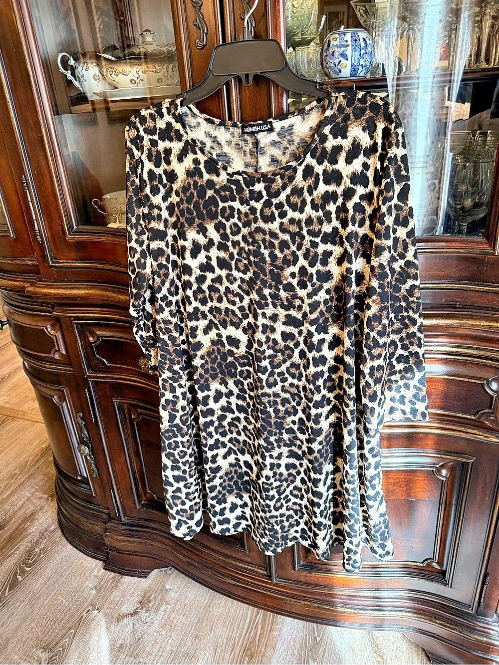 HEIMISH !  NEW! Leopard Print Long Sleeve Tunic Dress !! XXL